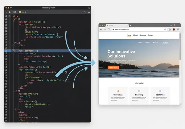 Browser rendering HTML code into a visual webpage