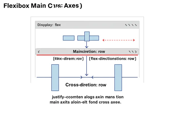 Diagram showing main and cross axes in Flexbox layout.